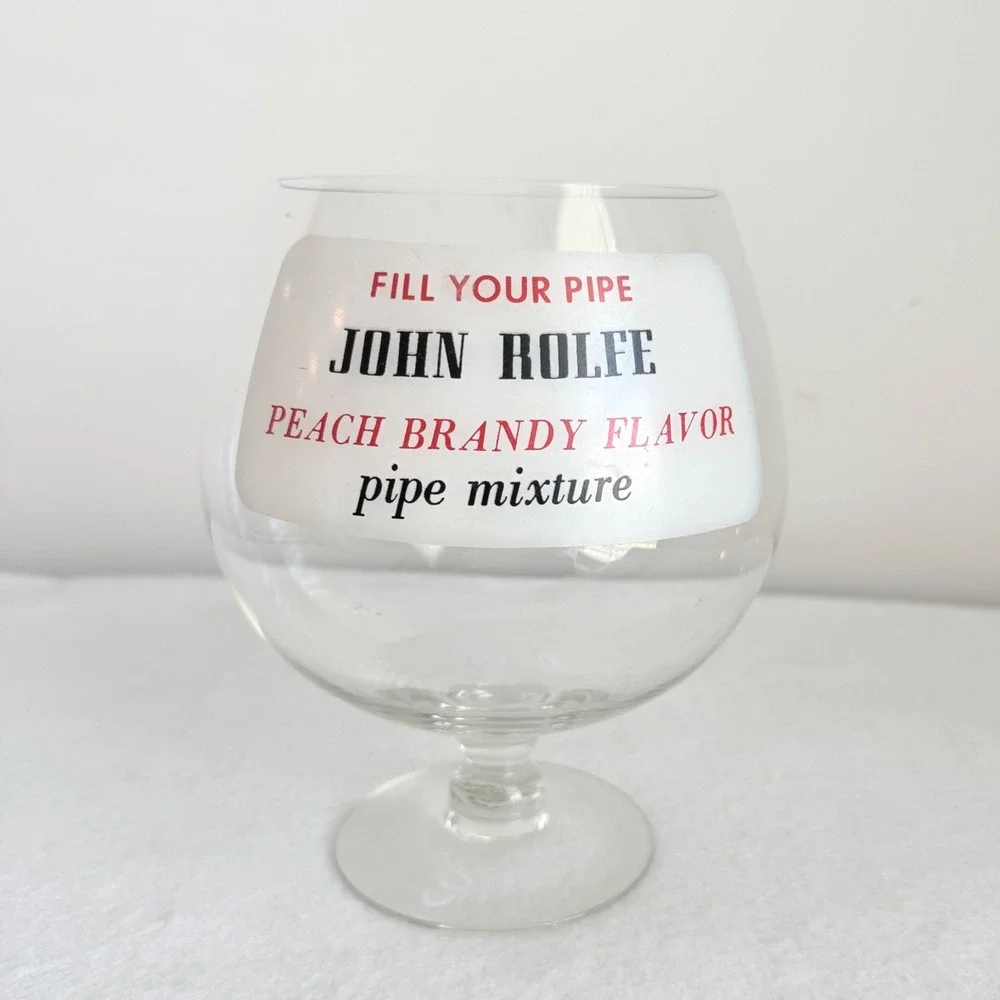 Vintage John Rolfe Peach Brandy Pipe Tobacco Advertising Snifter Glass 1960s